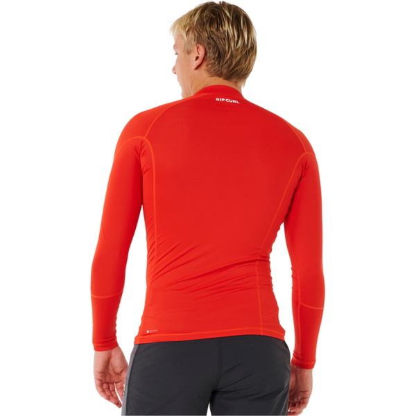 2026 Rip Curl Da Uomo Waves UPF Performance Canotta In Lycra A Maniche Lunghe 16FMRV - Lava Rosso